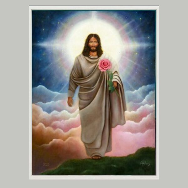 Jezus-roos-baklijst-wit Jesus rose box frame, white