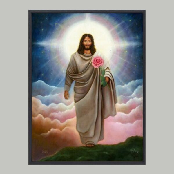 Jezus-roos-baklijst-zwart Jesus rose box frame, black